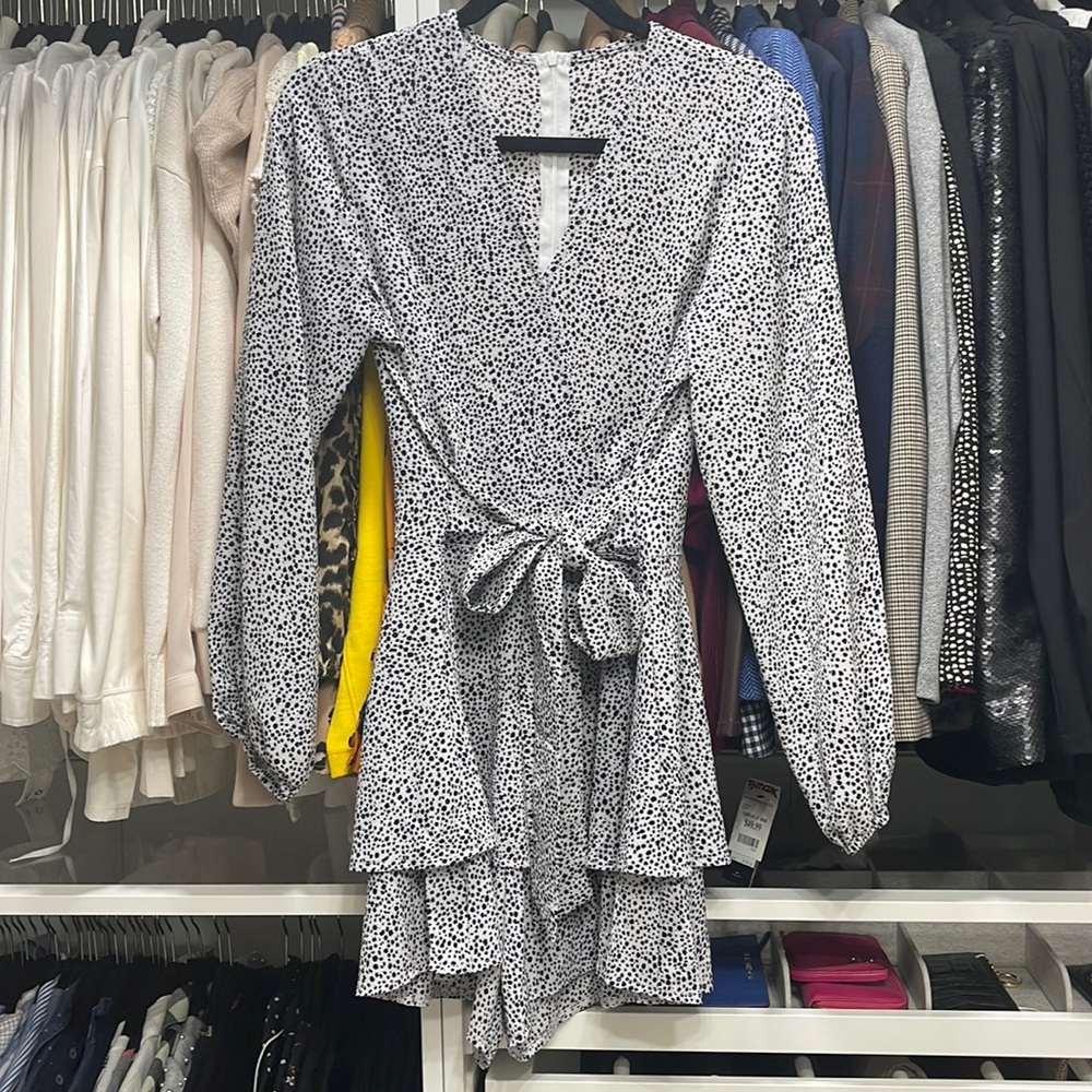 Speckled long sleeve romper